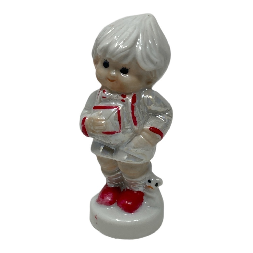 Vintage Porcelain Boy Figurine with Side Kitty (Rare)